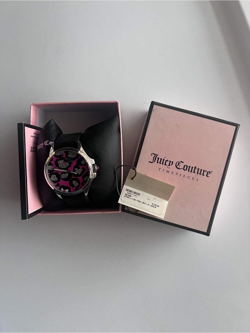 Juicy Couture Pink and Black Branded Packaging Tag